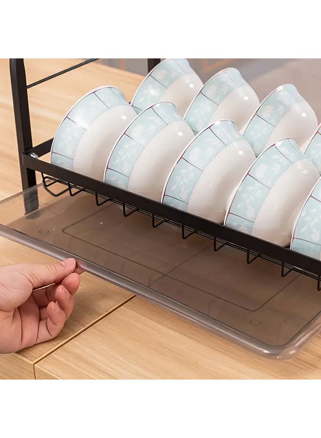 Black Iron Dish Drying Rack With Cup Holder Large Capacity Kitchen Organizer - Image 5